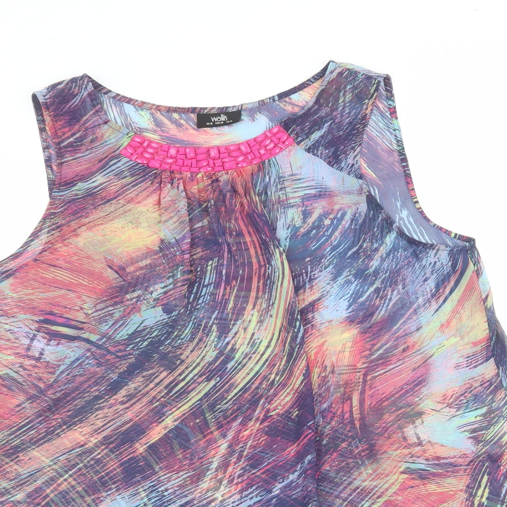 Wallis Womens Multicoloured  Polyester Basic T-Shirt Size 18 Round Neck