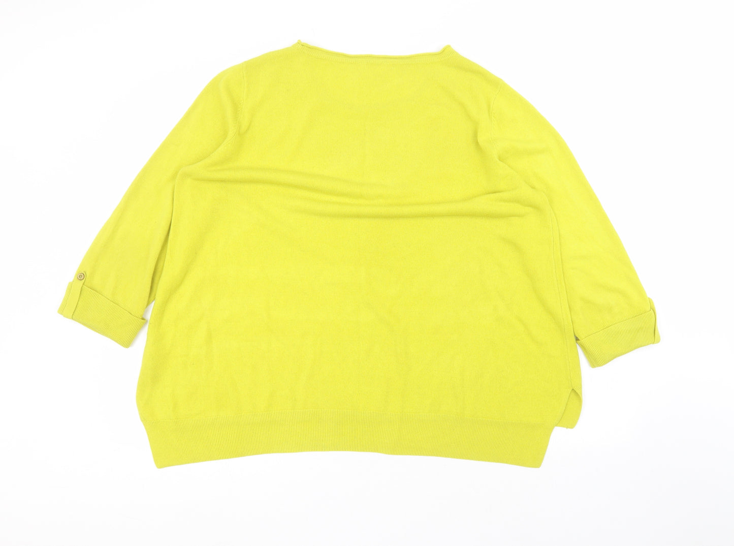 F&F Womens Yellow  Acrylic Basic T-Shirt Size 22 Round Neck