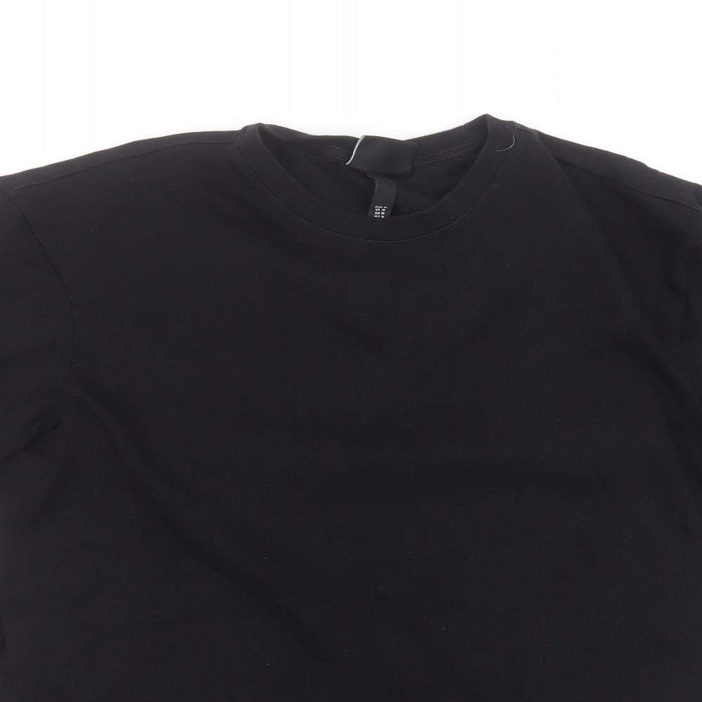 H&M Mens Black  Cotton  T-Shirt Size M Round Neck