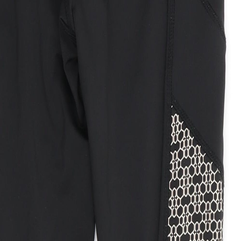 Sketchers Womens Black Geometric Polyester Compression Leggings Size 12 L26.5 in Regular  - Back Zip Waist Pocket