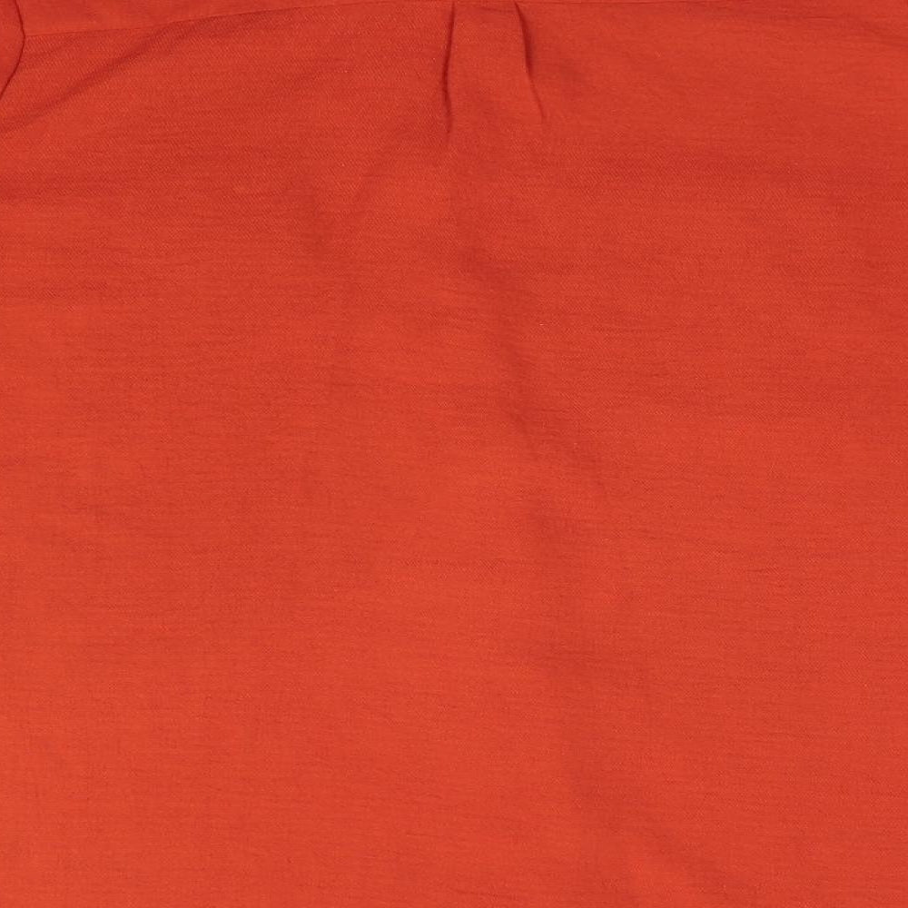 Primark Womens Orange  Polyester Basic Button-Up Size 10 Collared - Dark Orange