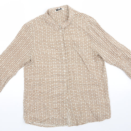 Sandwich Womens Beige Geometric Viscose Basic Button-Up Size 8 Collared