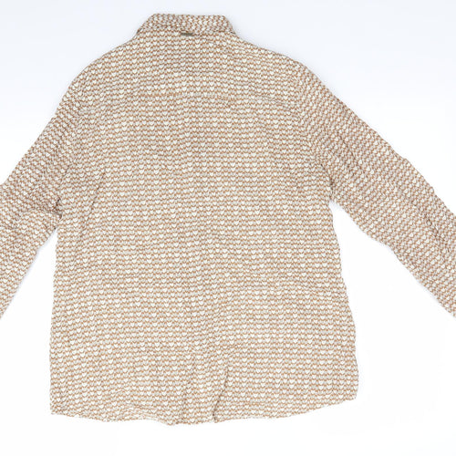 Sandwich Womens Beige Geometric Viscose Basic Button-Up Size 8 Collared