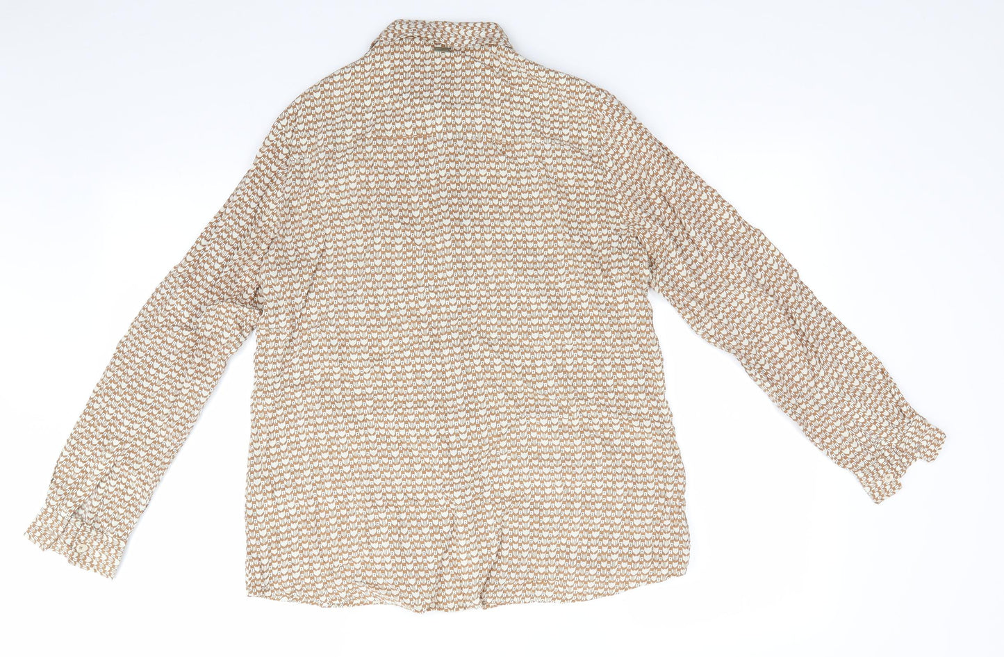 Sandwich Womens Beige Geometric Viscose Basic Button-Up Size 8 Collared
