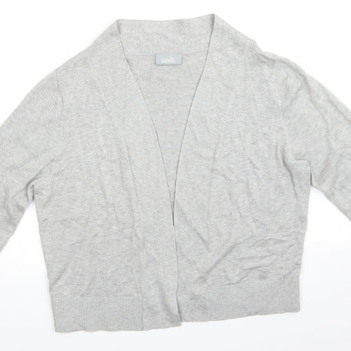 Wallis Womens Grey V-Neck  Viscose Cardigan Jumper Size L   - Light Grey