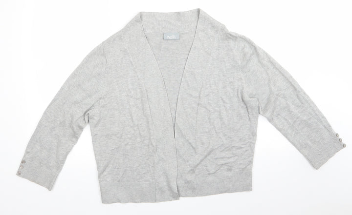 Wallis Womens Grey V-Neck Viscose Cardigan Jumper Size L - Light Grey