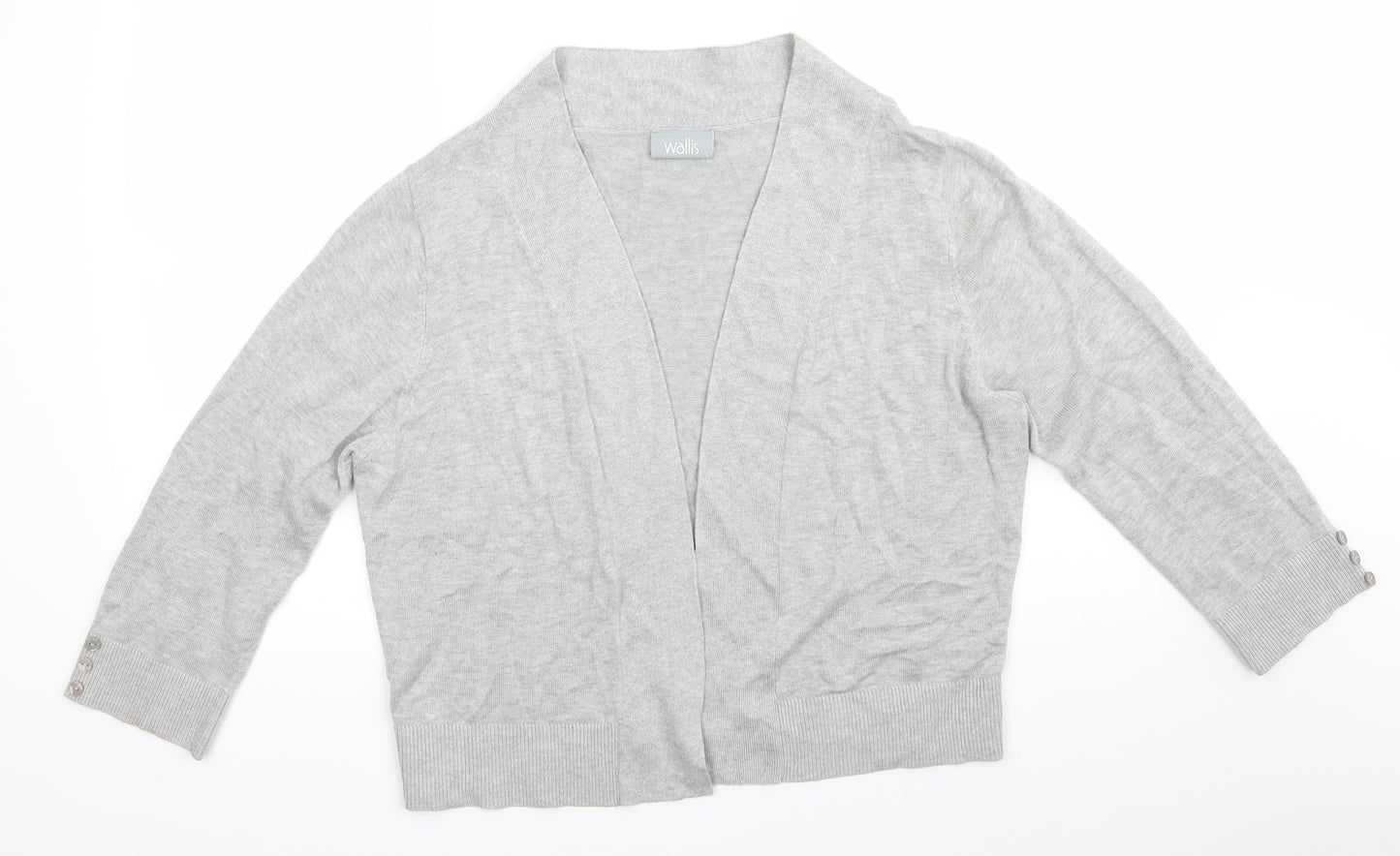 Wallis Womens Grey V-Neck  Viscose Cardigan Jumper Size L   - Light Grey