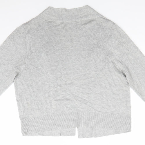 Wallis Womens Grey V-Neck  Viscose Cardigan Jumper Size L   - Light Grey