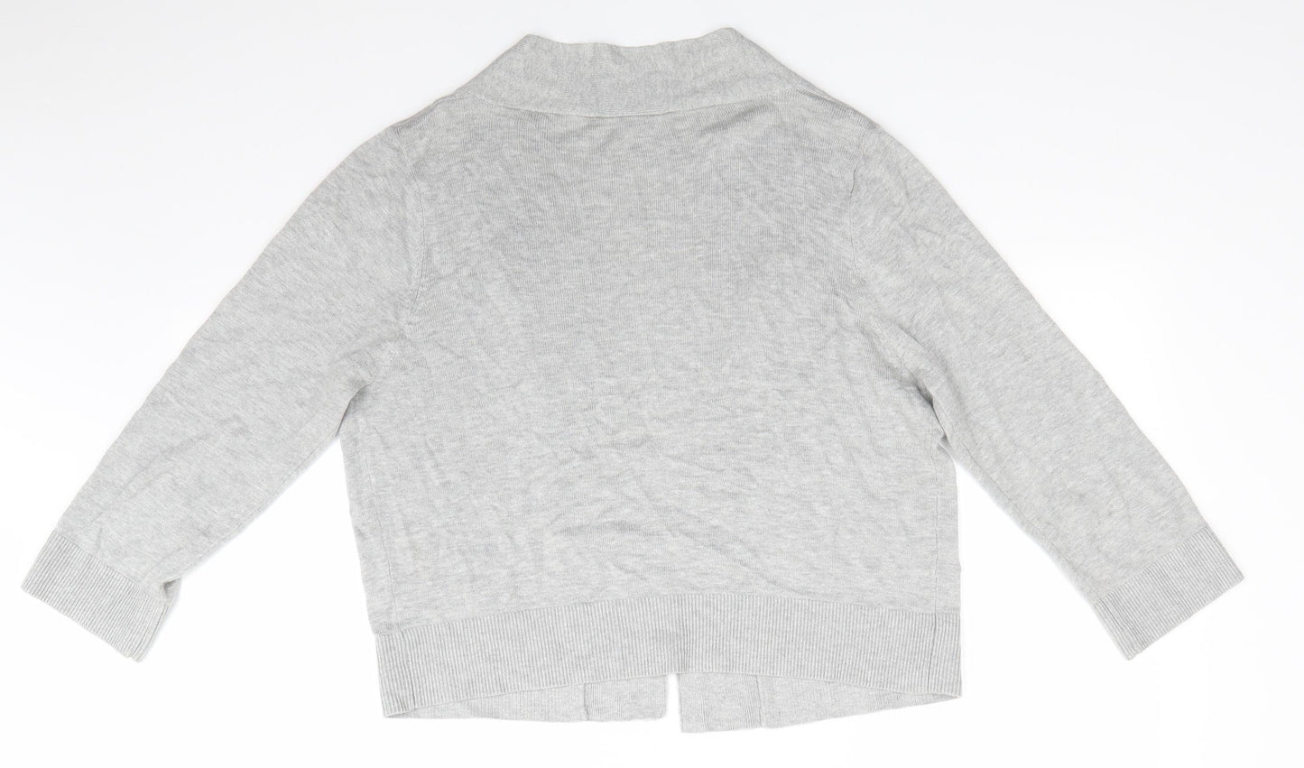 Wallis Womens Grey V-Neck  Viscose Cardigan Jumper Size L   - Light Grey