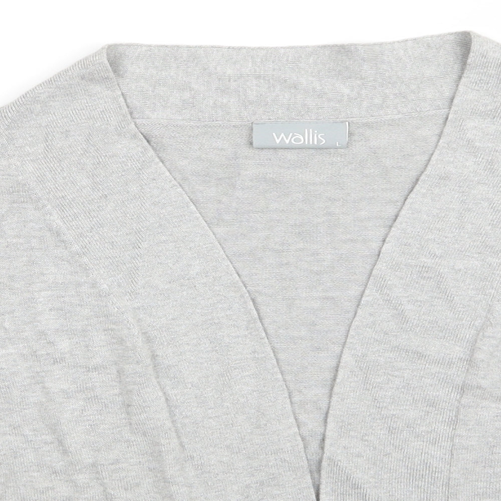 Wallis Womens Grey V-Neck  Viscose Cardigan Jumper Size L   - Light Grey