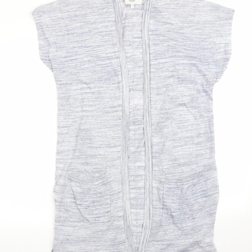 NEXT Womens Blue V-Neck  Cotton Cardigan Jumper Size 6   - Vented Side Hems Longline Cardigan