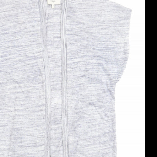 NEXT Womens Blue V-Neck  Cotton Cardigan Jumper Size 6   - Vented Side Hems Longline Cardigan