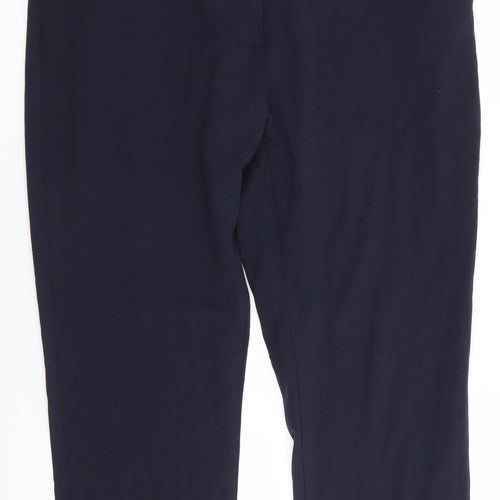 Marks and Spencer Womens Blue  Polyester Trousers  Size 16 L25 in Regular  - Side Elastication