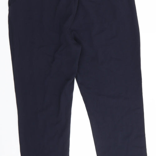 Marks and Spencer Womens Blue  Polyester Trousers  Size 16 L25 in Regular  - Side Elastication