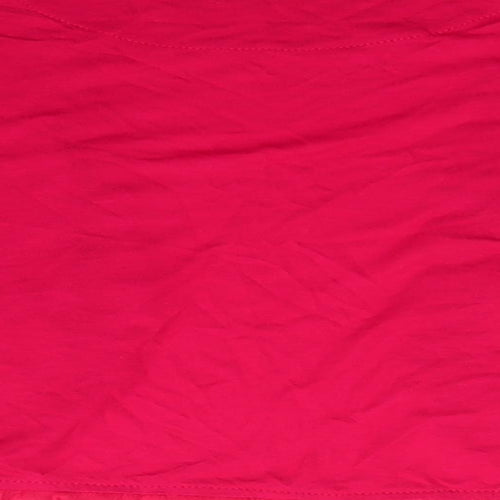 Dunnes Womens Red V-Neck  Viscose Shrug Jumper Size L   - Sheer Fabric Sleeves Frill trim