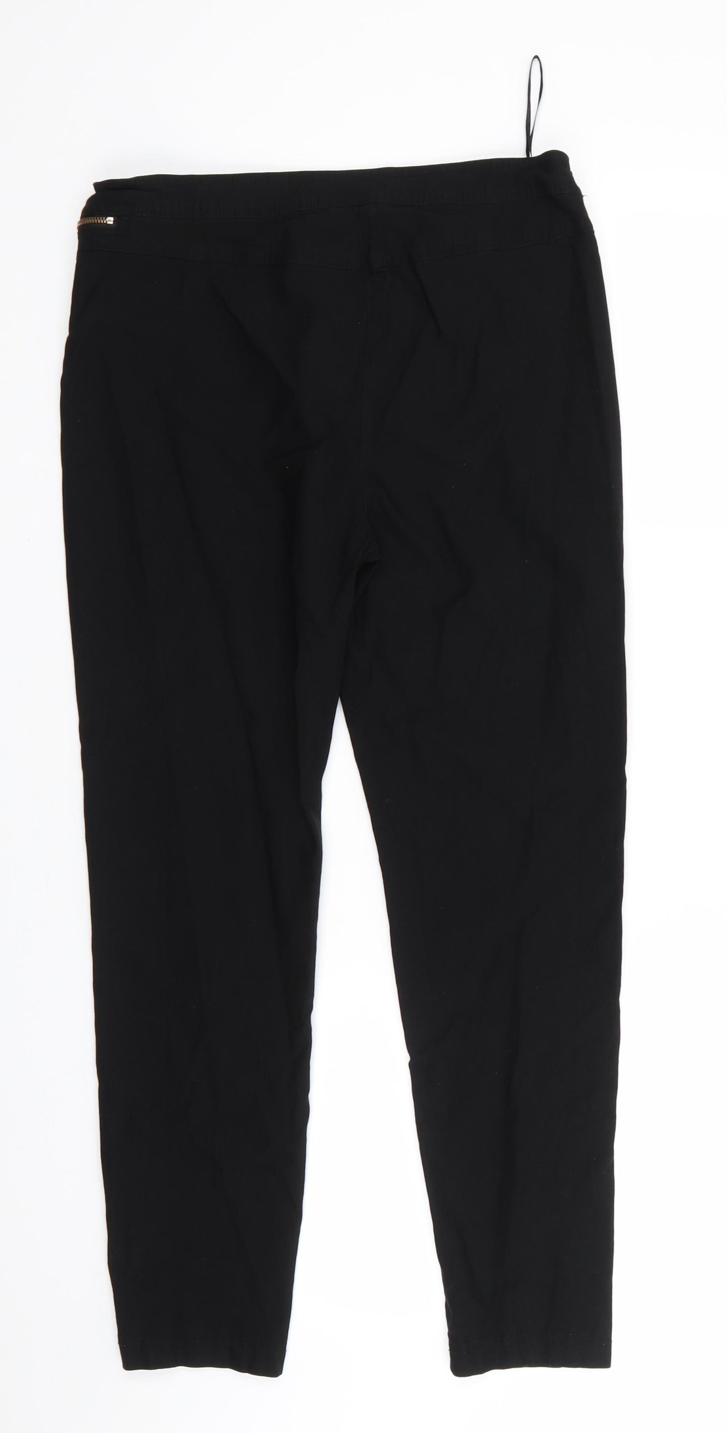 George Womens Black  Viscose Cropped Trousers Size 14 L25 in Regular  - Zip Pockets