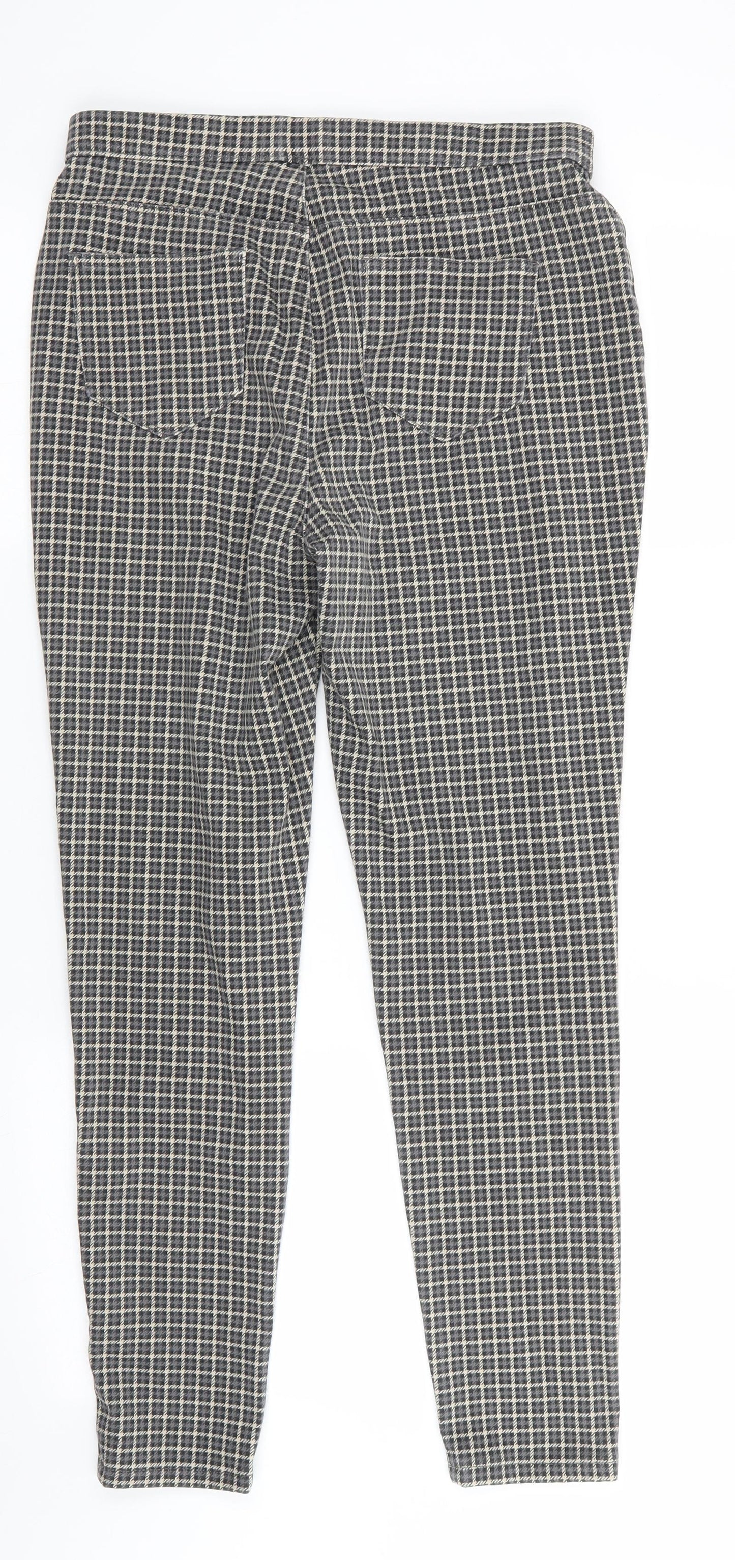 George Womens Grey Check Cotton Jegging Trousers Size 12 L26.5 in Regular