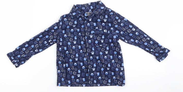 Primark Boys Blue Animal Print Cotton Pyjama Top Size 18-24 Months - Monsters