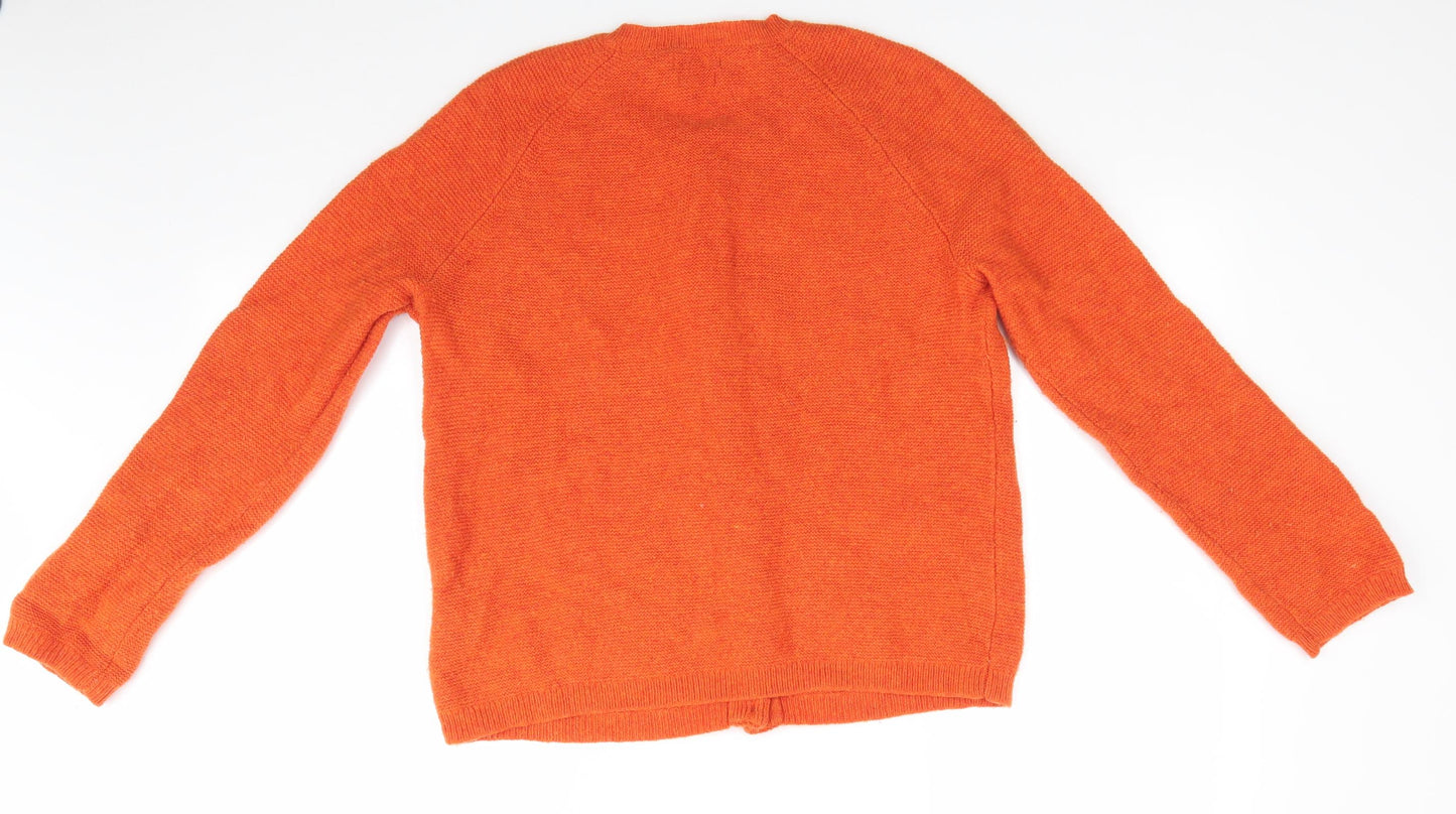 Ken Womens Orange Round Neck   Cardigan Jumper Size L   - Multi Coloured buttons