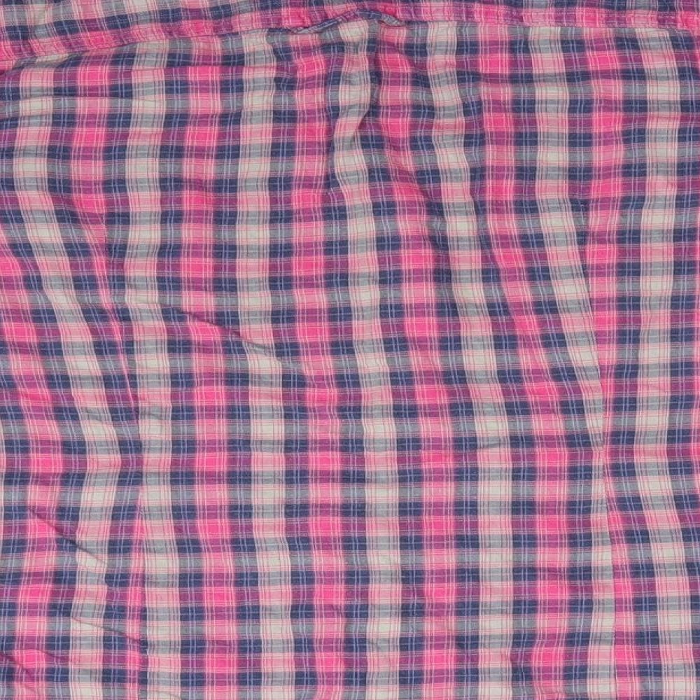 Gap Womens Pink Check Cotton Basic Button-Up Size 14 Collared - Pink Blue Check