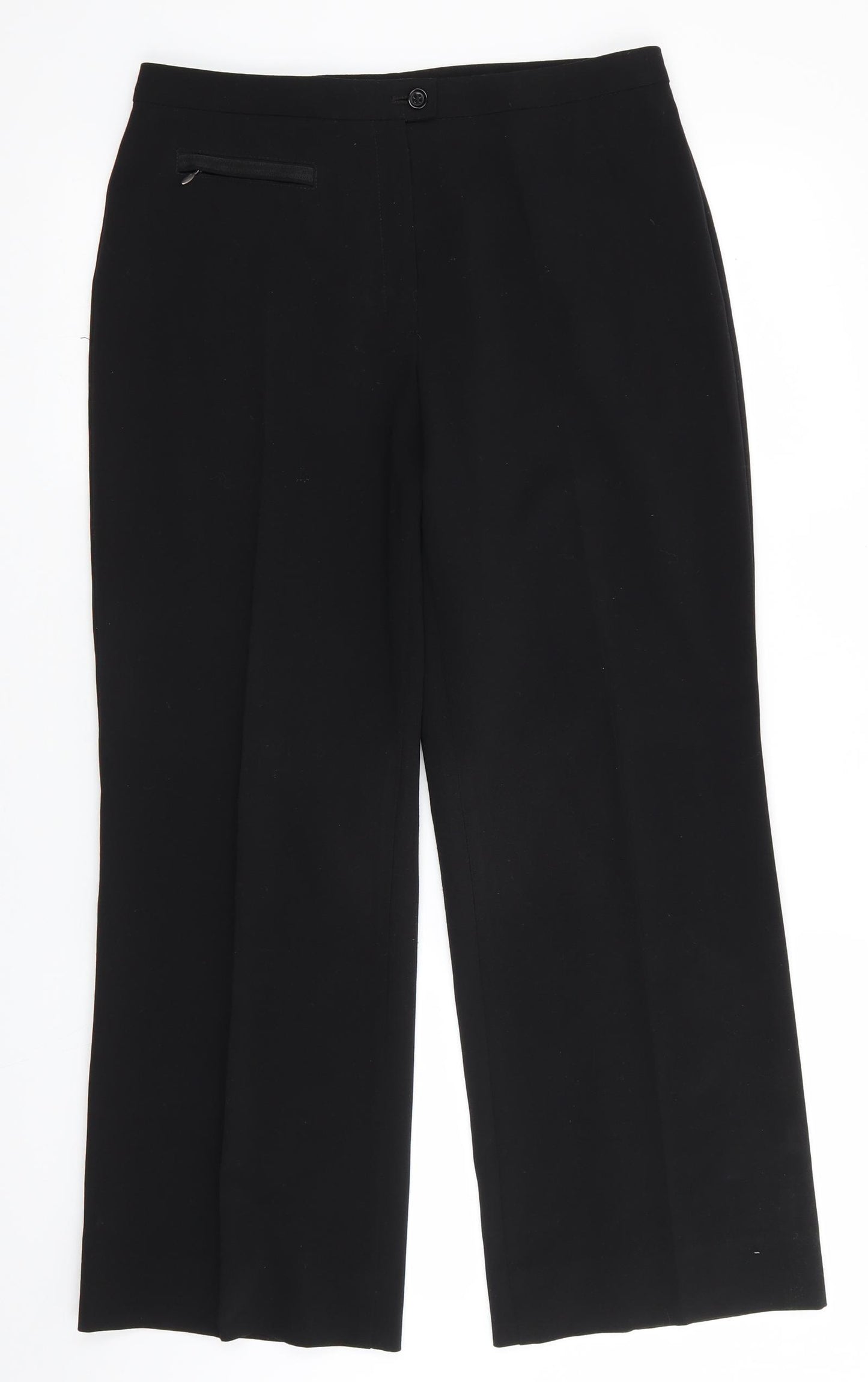 Marks and Spencer Womens Black  Polyester Trousers  Size 12 L27 in Regular