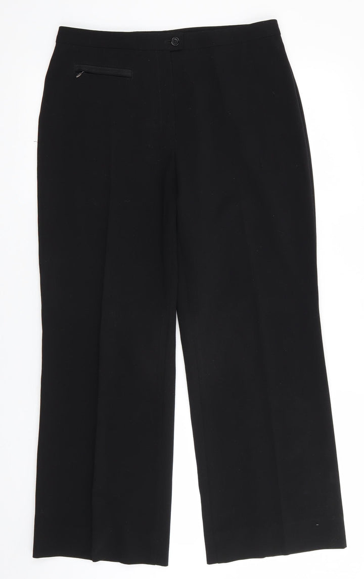 Marks and Spencer Womens Black  Polyester Trousers  Size 12 L27 in Regular