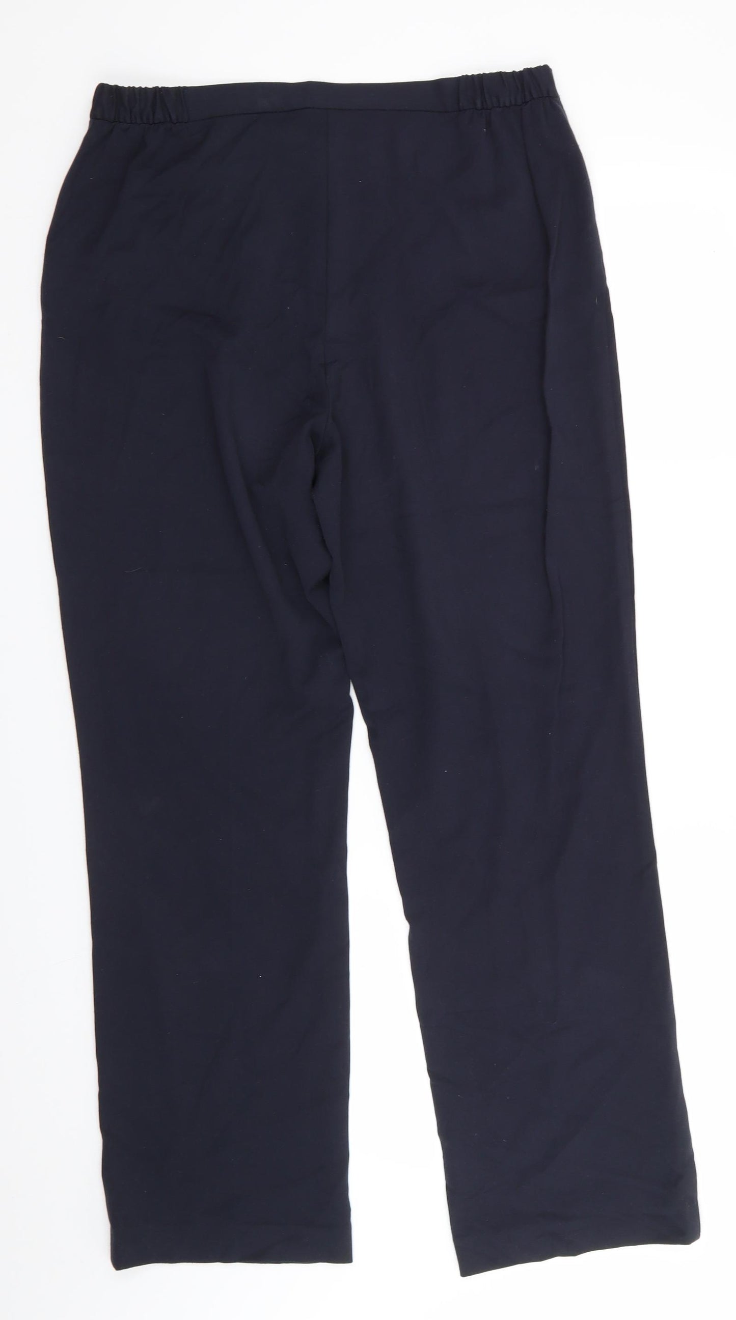 Marks and Spencer Womens Blue  Viscose Trousers  Size 12 L28.5 in Regular  - Side Elastication Navy Blue