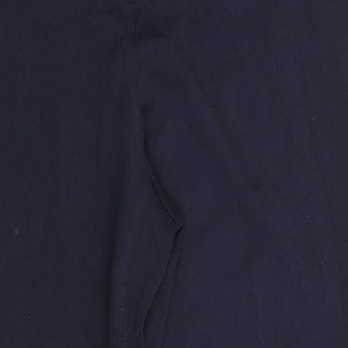 Marks and Spencer Womens Blue  Viscose Trousers  Size 12 L28.5 in Regular  - Side Elastication Navy Blue