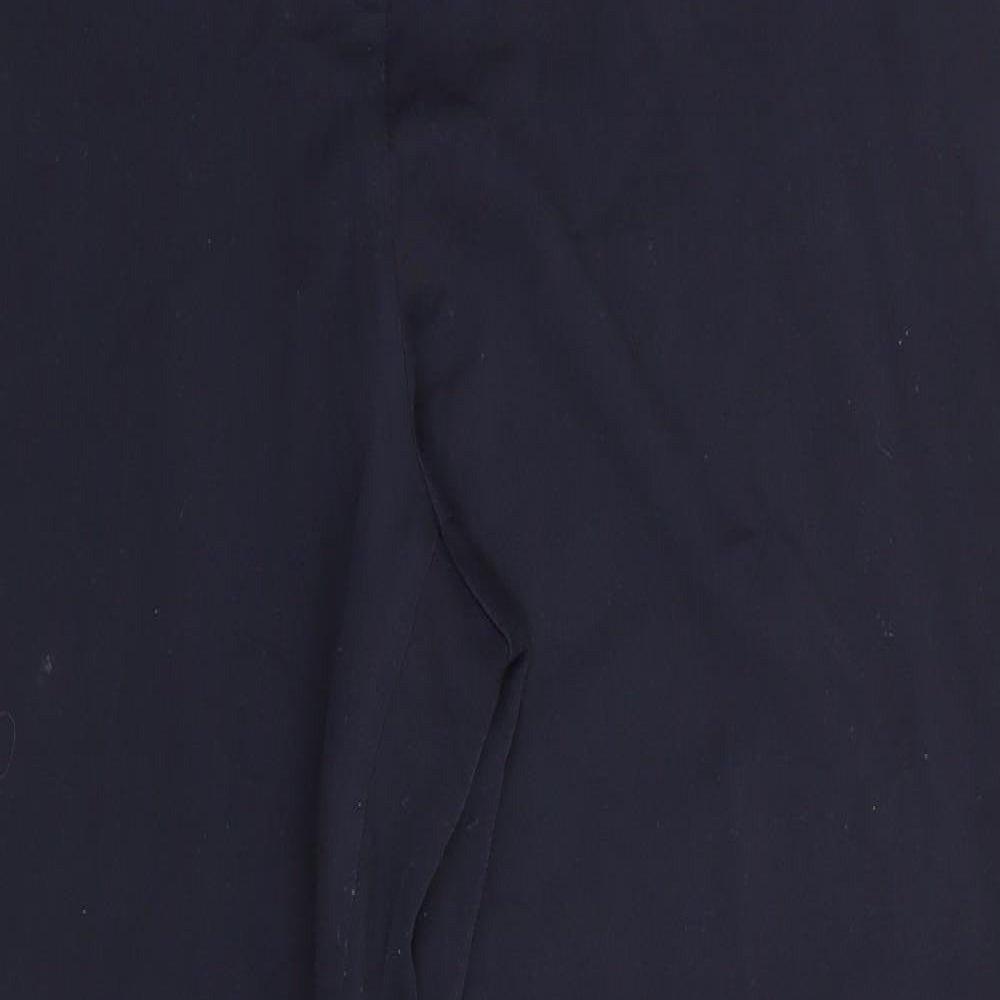 Marks and Spencer Womens Blue  Viscose Trousers  Size 12 L28.5 in Regular  - Side Elastication Navy Blue