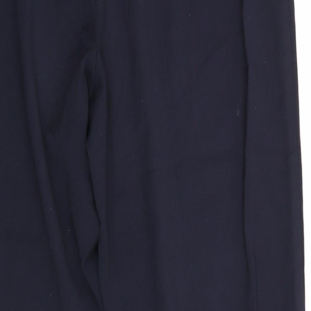 Marks and Spencer Womens Blue  Viscose Trousers  Size 12 L28.5 in Regular  - Side Elastication Navy Blue