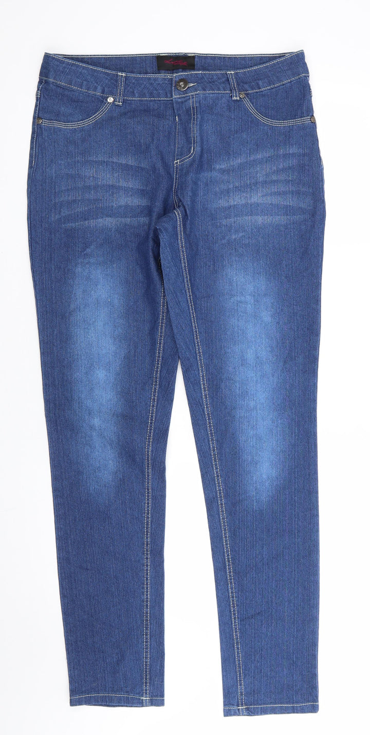 Secret Ruby Womens Blue  Cotton Straight Jeans Size 10 L32 in Regular  - Mid Blue