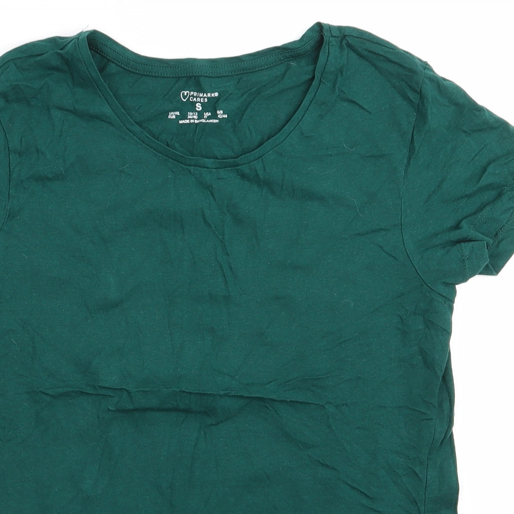 Primark Womens Green  Cotton Basic T-Shirt Size S Round Neck - Bottle Green