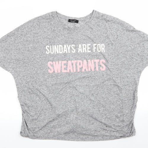 New Look Maternity Womens Grey  Polyester Basic T-Shirt Size M Round Neck - Grey mix Sundays are for Sweatpants