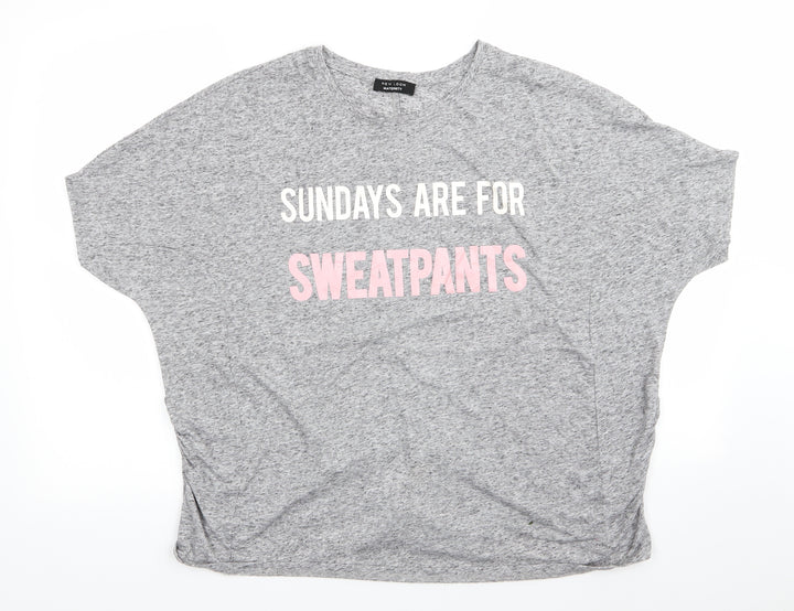 New Look Maternity Womens Grey Polyester Basic T-Shirt Size M Round Neck - Grey mix Sundays are for Sweatpants