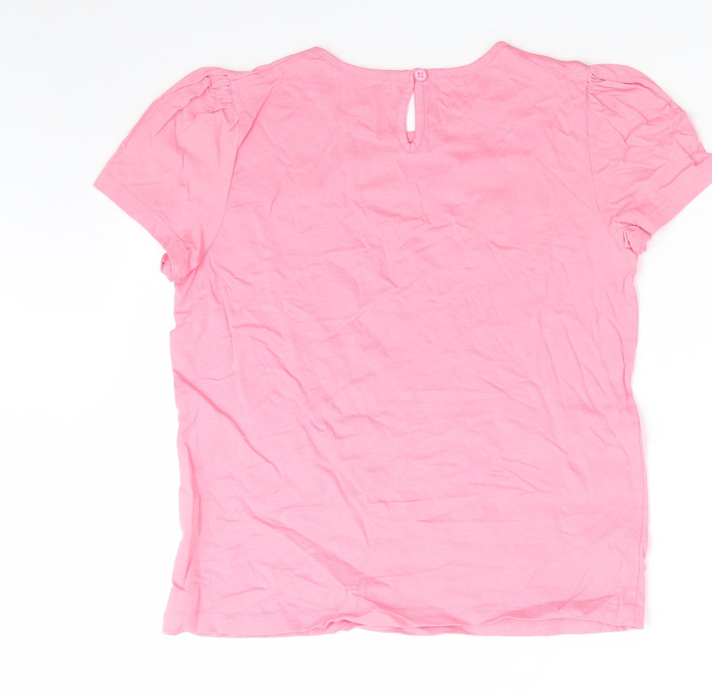 Florence and Fred Girls Pink  Cotton Basic T-Shirt Size 11-12 Years Round Neck  - Bubble Gum Pink