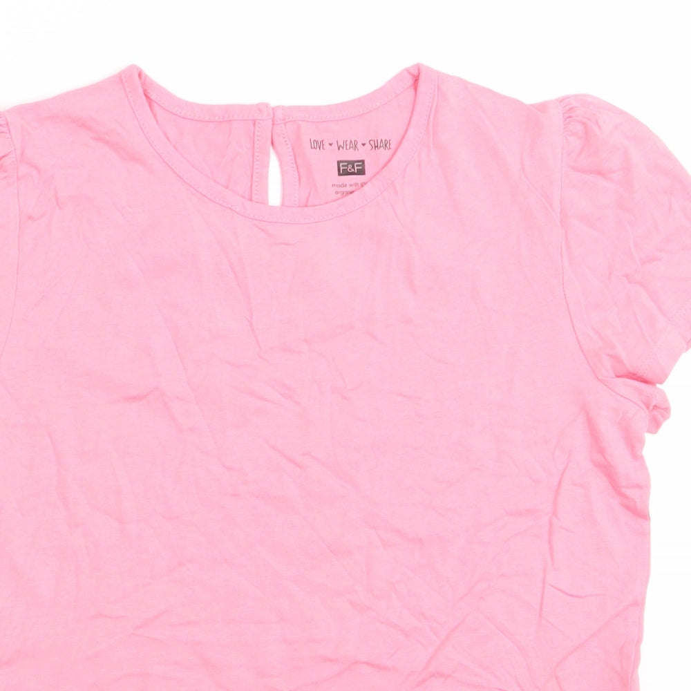 Florence and Fred Girls Pink  Cotton Basic T-Shirt Size 11-12 Years Round Neck  - Bubble Gum Pink