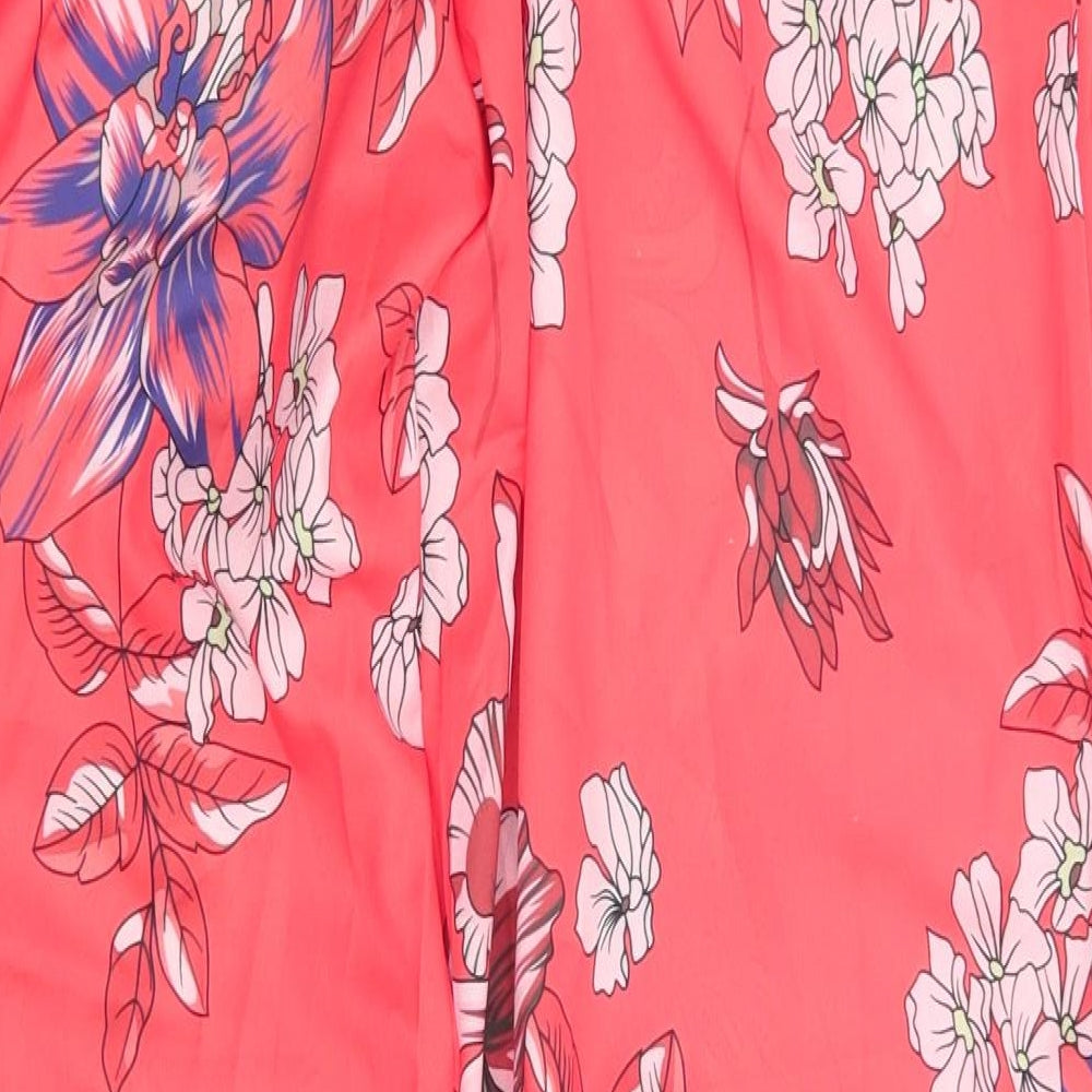 Preworn Womens Orange Floral  Bloomer Trousers Size 4XL L32 in Regular  - Silk feel Slightly Sheer