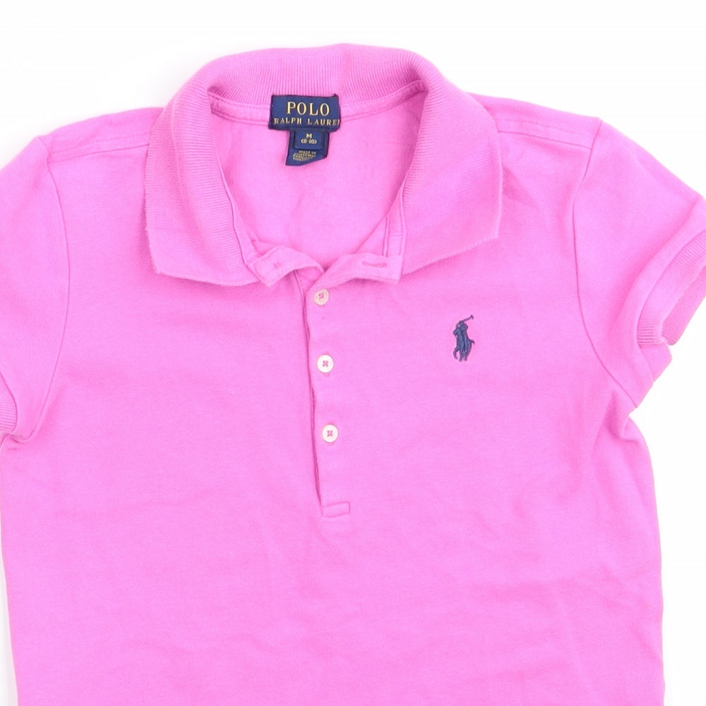 Polo Ralph Lauren Girls Pink  Cotton Basic Polo Size 8-9 Years Collared