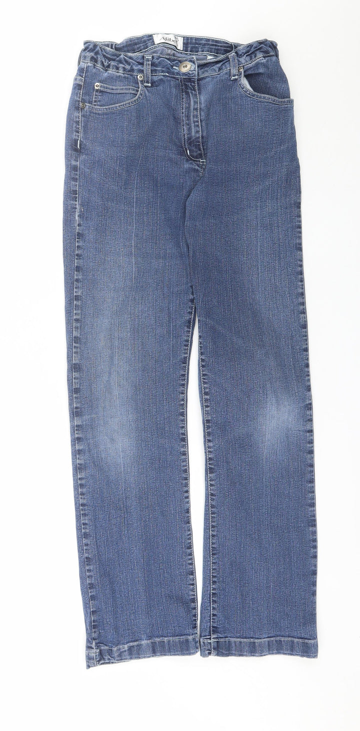 Afibel Womens Blue  Cotton Straight Jeans Size 12 L28 in Regular
