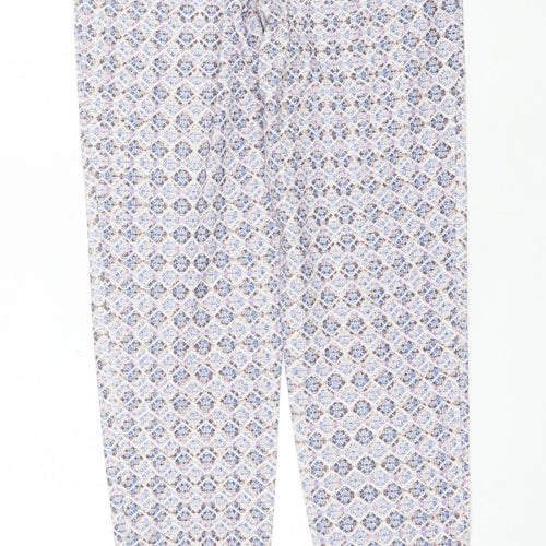 Topshop Womens Blue Geometric Cotton Trousers  Size 10 L27 in Regular