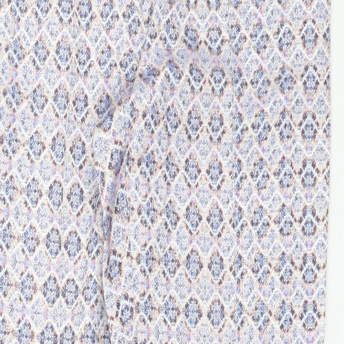 Topshop Womens Blue Geometric Cotton Trousers  Size 10 L27 in Regular