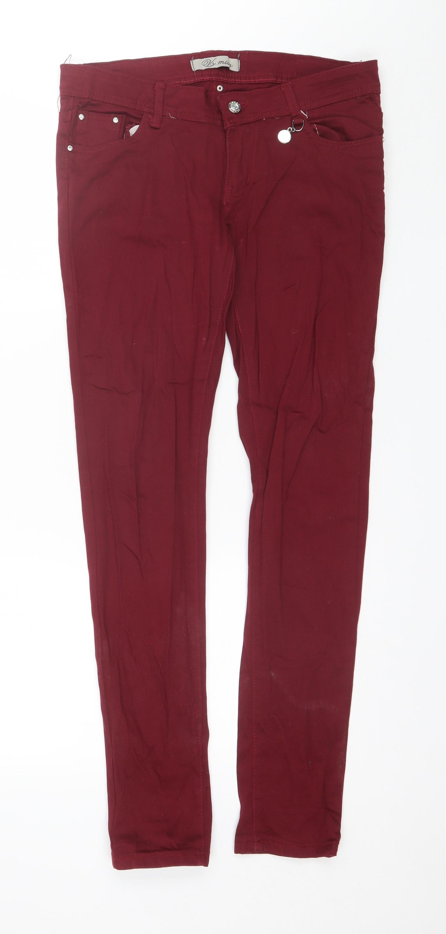 Vs. Miss Womens Red  Cotton Skinny Jeans Size 14 L30 in Regular
