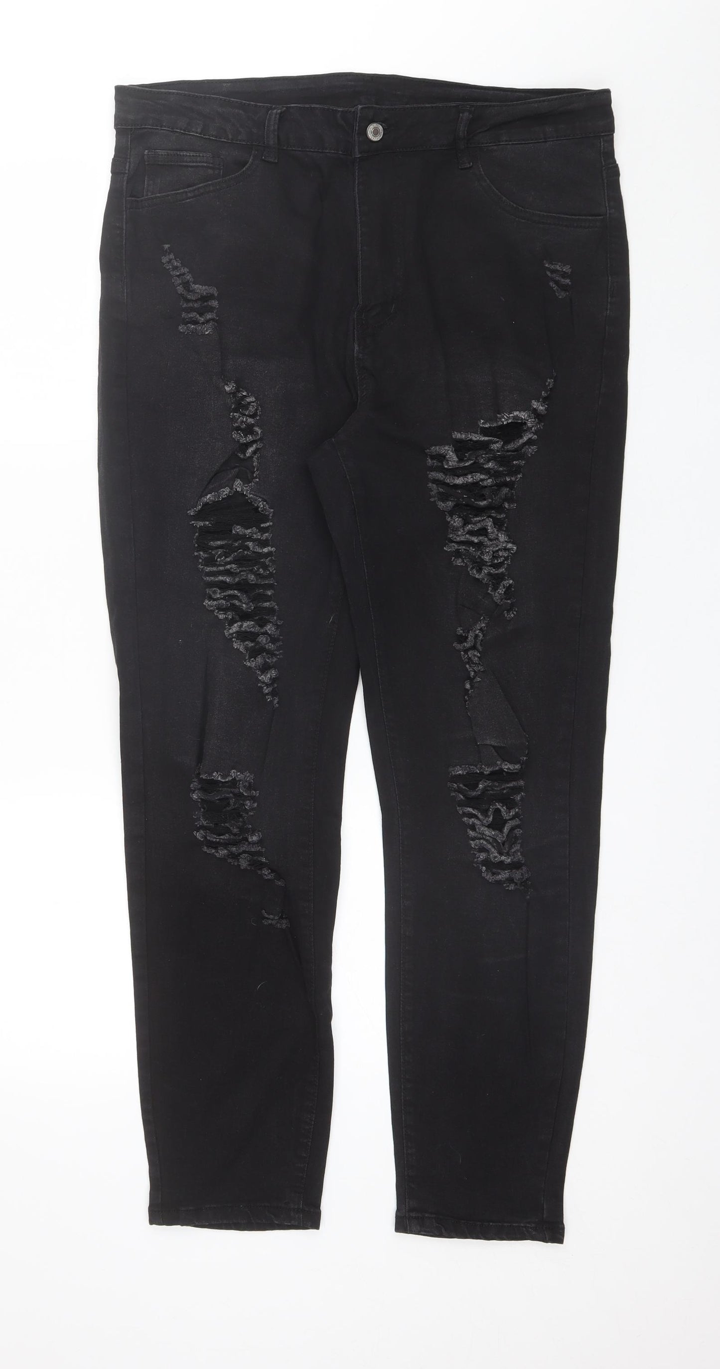 SheIn Womens Black  Cotton Skinny Jeans Size 2XL L28 in Regular