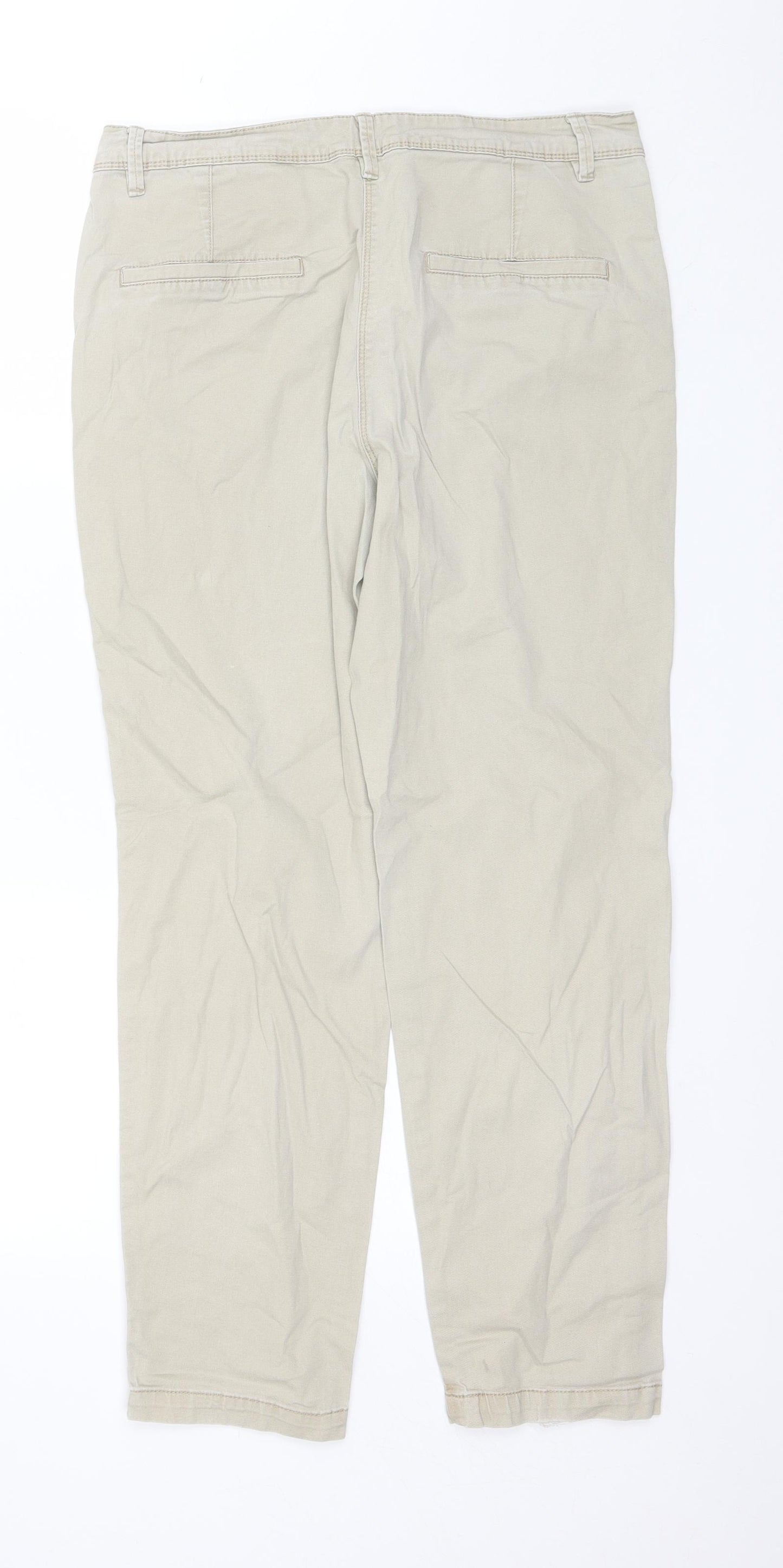 Papaya Womens Beige  Cotton Trousers  Size 12 L26 in Regular