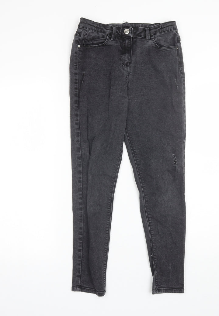 Matalan Girls Black Cotton Skinny Jeans Size 12 Years Regular