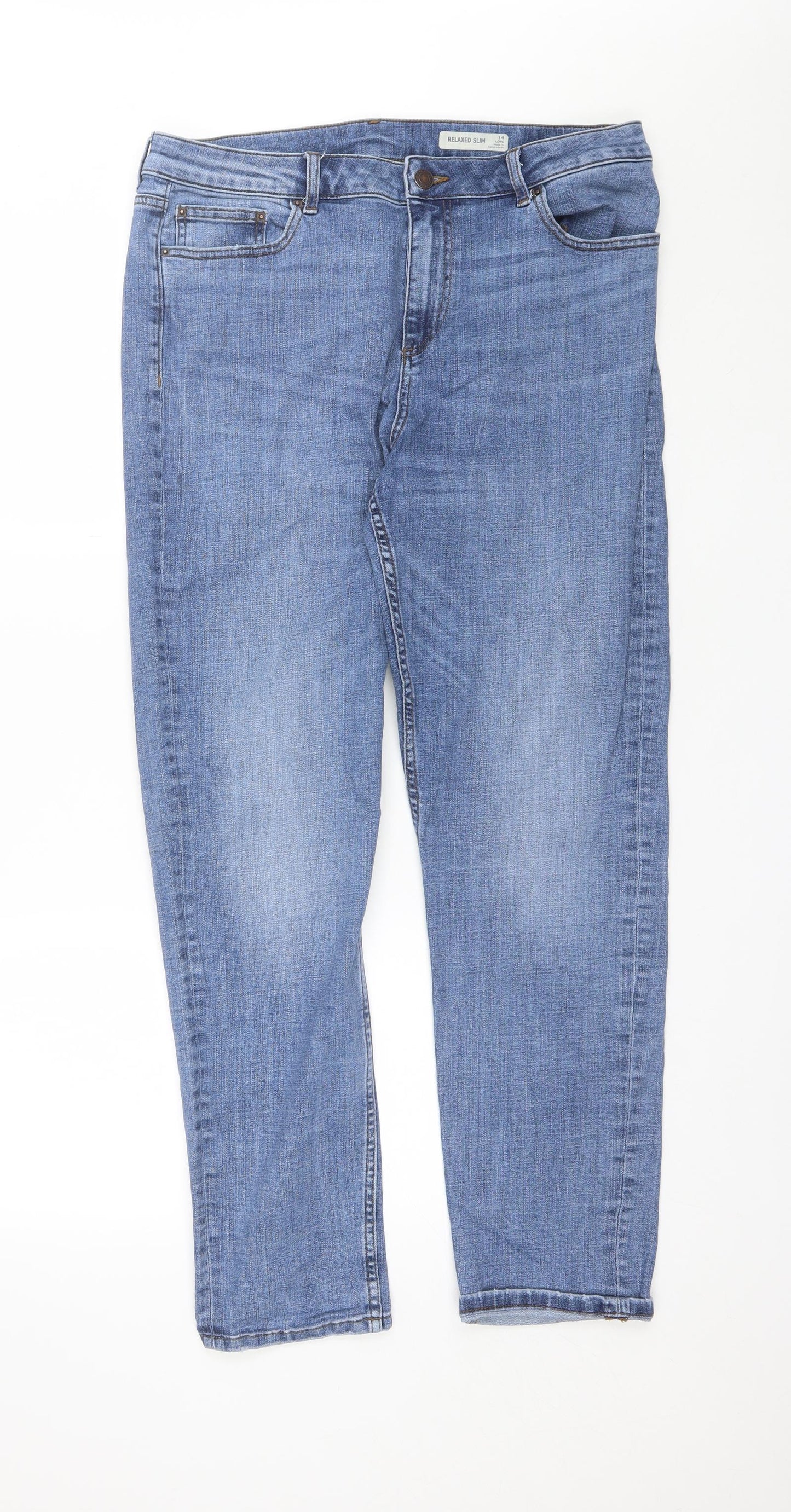 NEXT Womens Blue  Cotton Straight Jeans Size 14 L29 in Regular