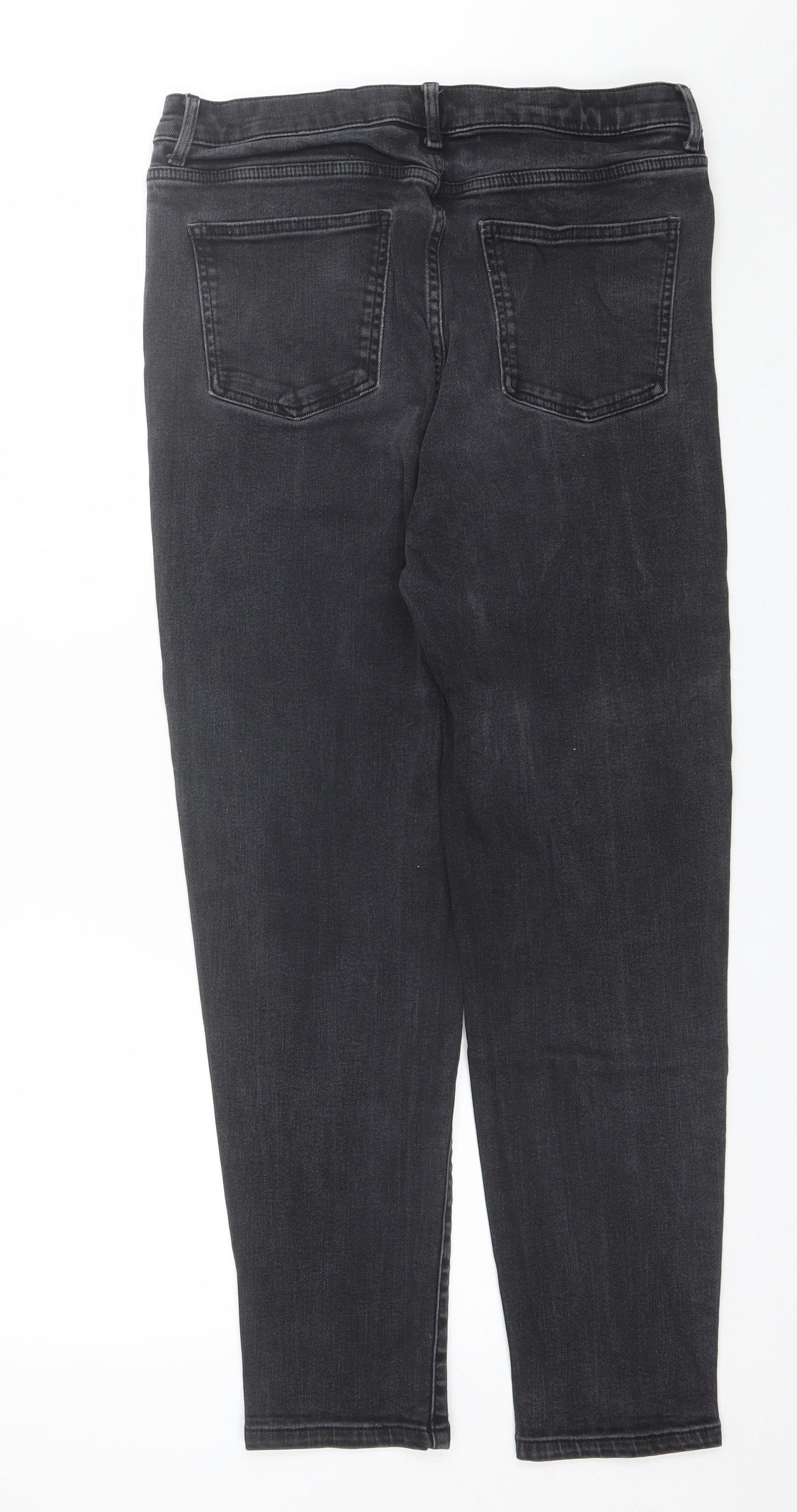 Marks and Spencer Womens Black  Cotton Mom Jeans Size 14 L27 in Regular