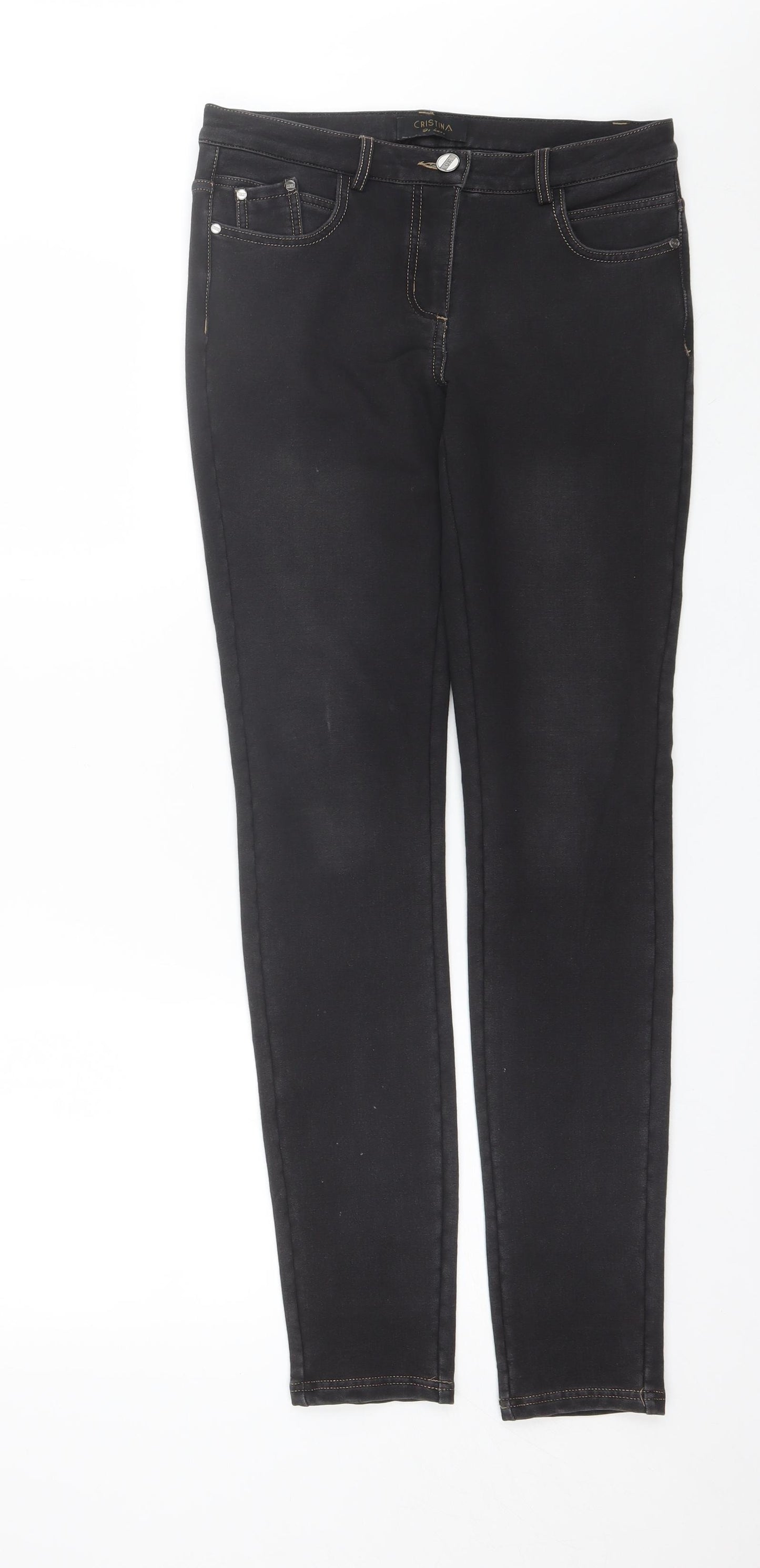 Cristina Womens Black  Cotton Blend Skinny Jeans Size 10 L30 in Regular