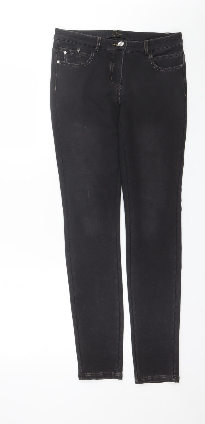 Cristina Womens Black  Cotton Blend Skinny Jeans Size 10 L30 in Regular