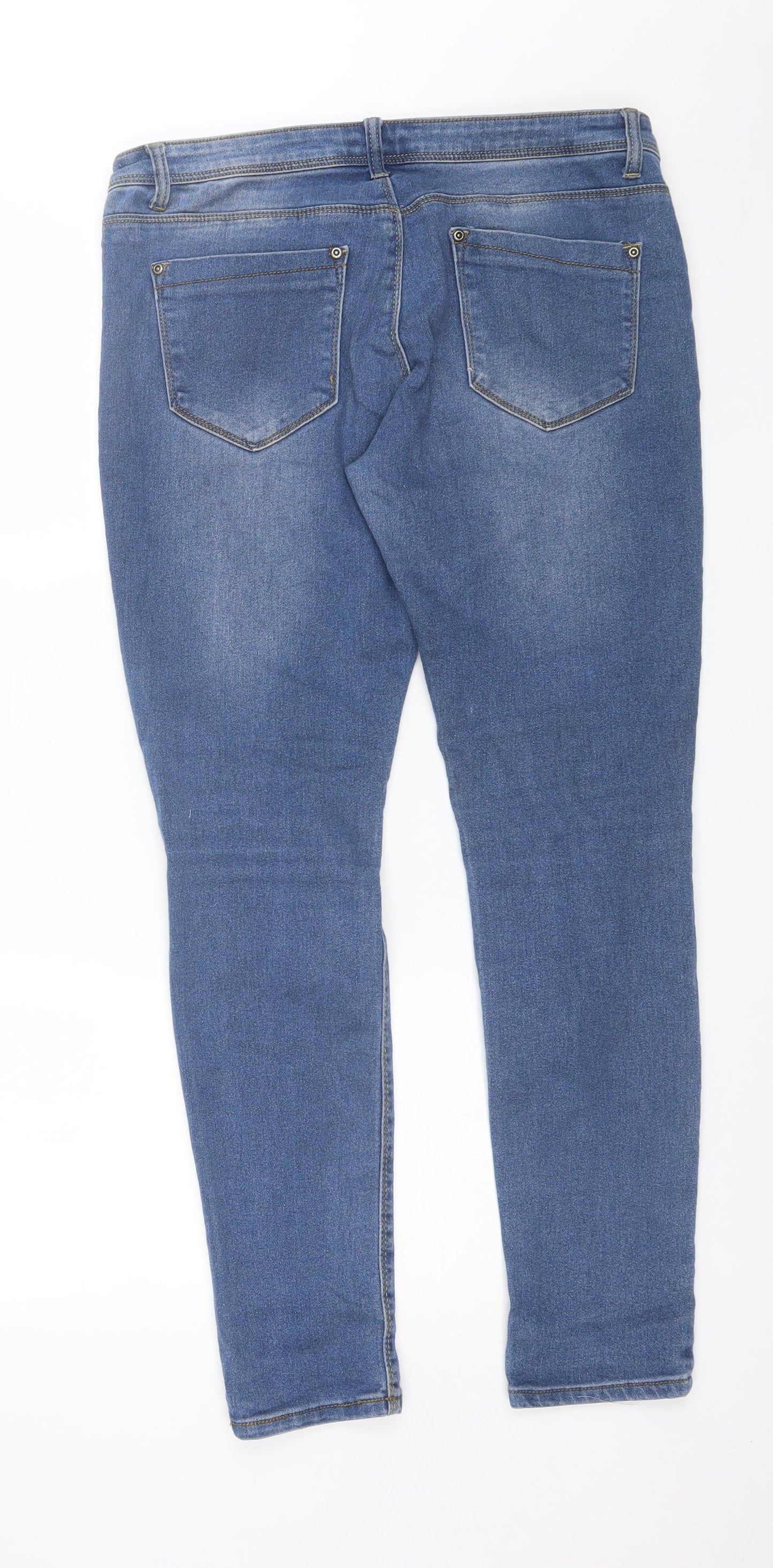 Boohoo Womens Blue  Cotton Skinny Jeans Size 14 L29 in Regular